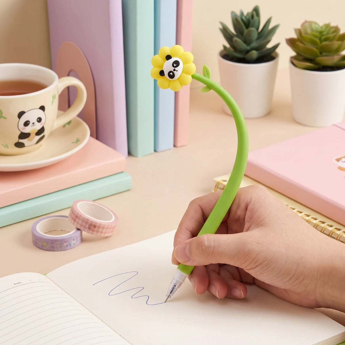 Flower Panda Flexible Silicone Pen - Blue