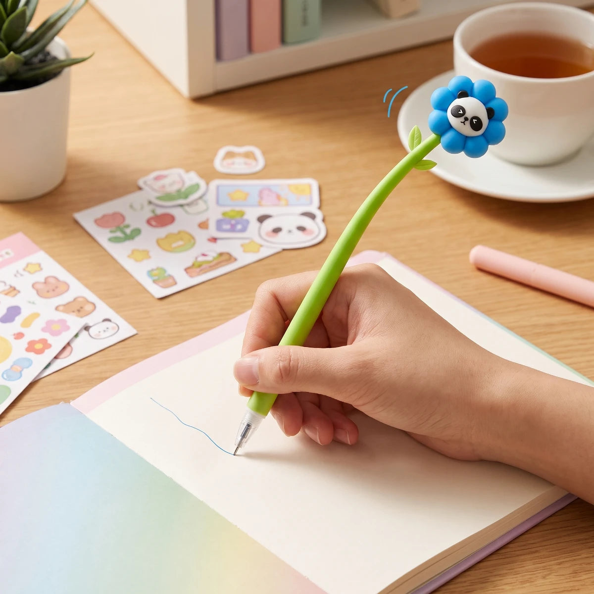 Flower Panda Flexible Silicone Pen - Blue