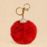 Fluffy Pom Pom Bag Charm & Keychain – Red ❤️