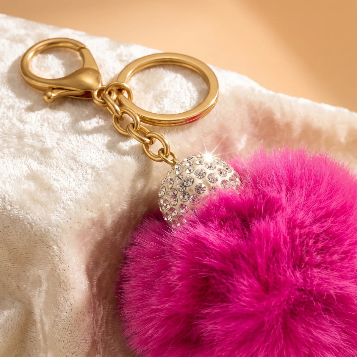Fluffy Pom Pom Bag Charm & Keychain – Fuchsia Pink 💗