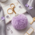 Fluffy Pom Pom Bag Charm & Keychain – Lavender 💜