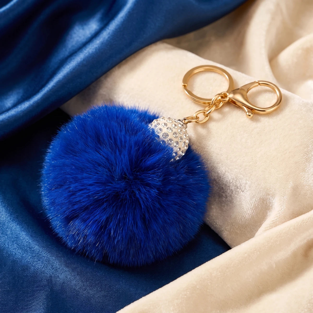 Fluffy Pom Pom Bag Charm & Keychain – Royal Blue 💙