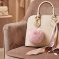 Fluffy Pom Pom Bag Charm & Keychain – Blush Pink 🌸