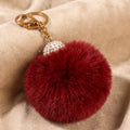 Fluffy Pom Pom Bag Charm & Keychain – Burgundy ❤️