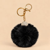 Fluffy Pom Pom Bag Charm & Keychain – Black 🖤