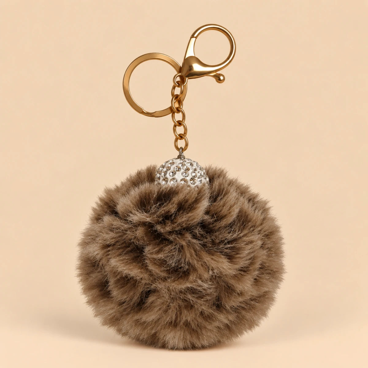 Fluffy Pom Pom Bag Charm & Keychain – Teddy Brown 🤎