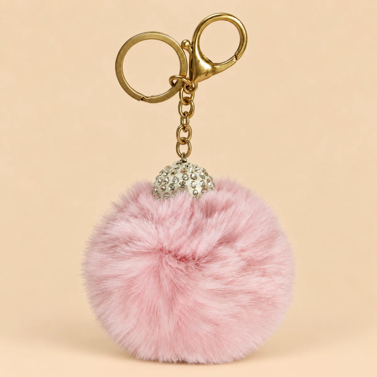 Fluffy Pom Pom Bag Charm & Keychain – Blush Pink 🌸