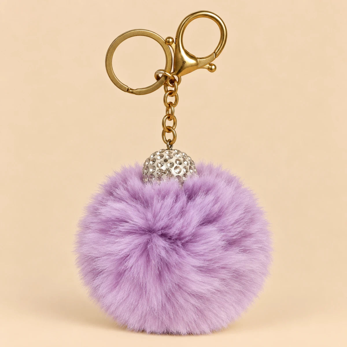 Fluffy Pom Pom Bag Charm & Keychain – Lavender 💜