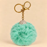 Fluffy Pom Pom Bag Charm & Keychain – Mint 🩵