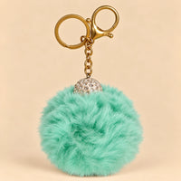 Fluffy Pom Pom Bag Charm & Keychain – Mint 🩵