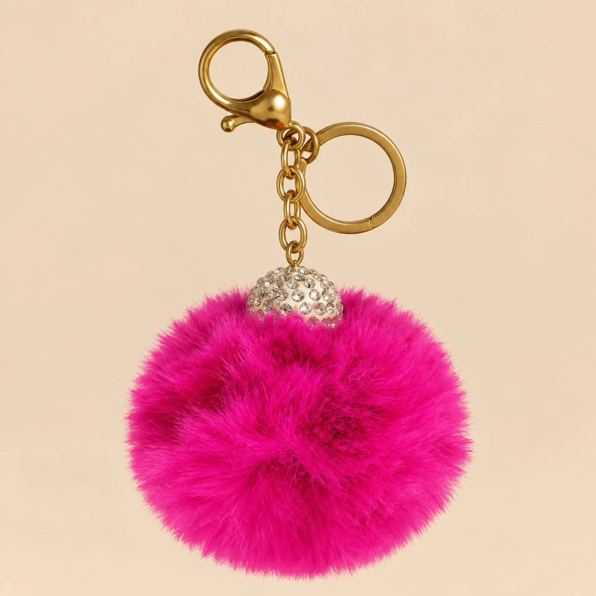 Fluffy Pom Pom Bag Charm & Keychain – Fuchsia Pink 💗