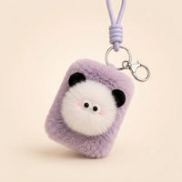 Fluffy Rectangle Double-Sided Mirror Charm - Lavender Purple