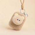 Fluffy Rectangle Double-Sided Mirror Charm - Teddy Beige