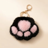 Fluffy Paw Keychain Charm - Black Pink