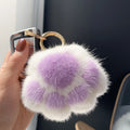 Fluffy Paw Keychain-white-lavender