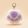 Fluffy Paw Keychain Charm - White Lavender