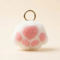 Fluffy Paw Keychain Charm - White Pink