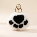 Fluffy Paw Keychain Charm - White Black