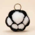 Fluffy Paw Keychain Charm - Black White