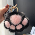 Fluffy Paw Keychain-black-pink