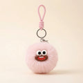 Fluffy Round Double-Sided Mirror Charm - Baby Pink