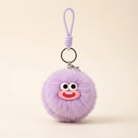 Fluffy Round Double-Sided Mirror Charm - Lavender Purple