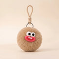 Fluffy Round Double-Sided Mirror Charm - Teddy Beige