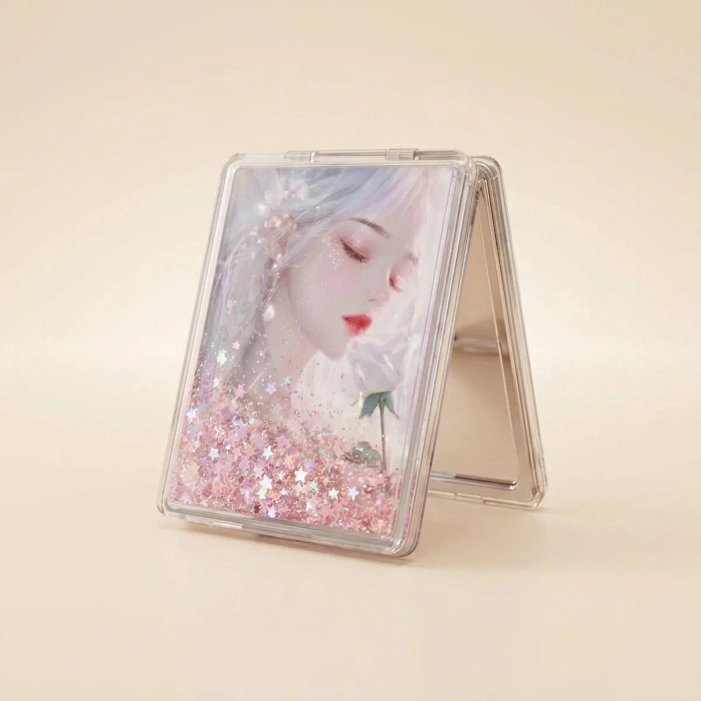 Glitter Pocket Mirror - Rosie Pink