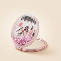 Glitter Round Pocket Mirror - Blush Pink