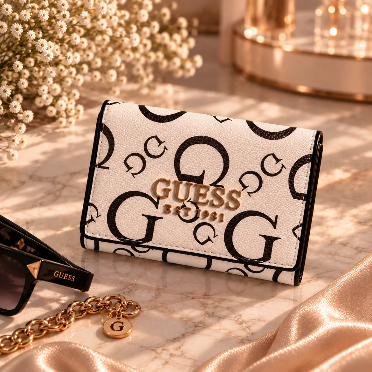White Trifold Wallet