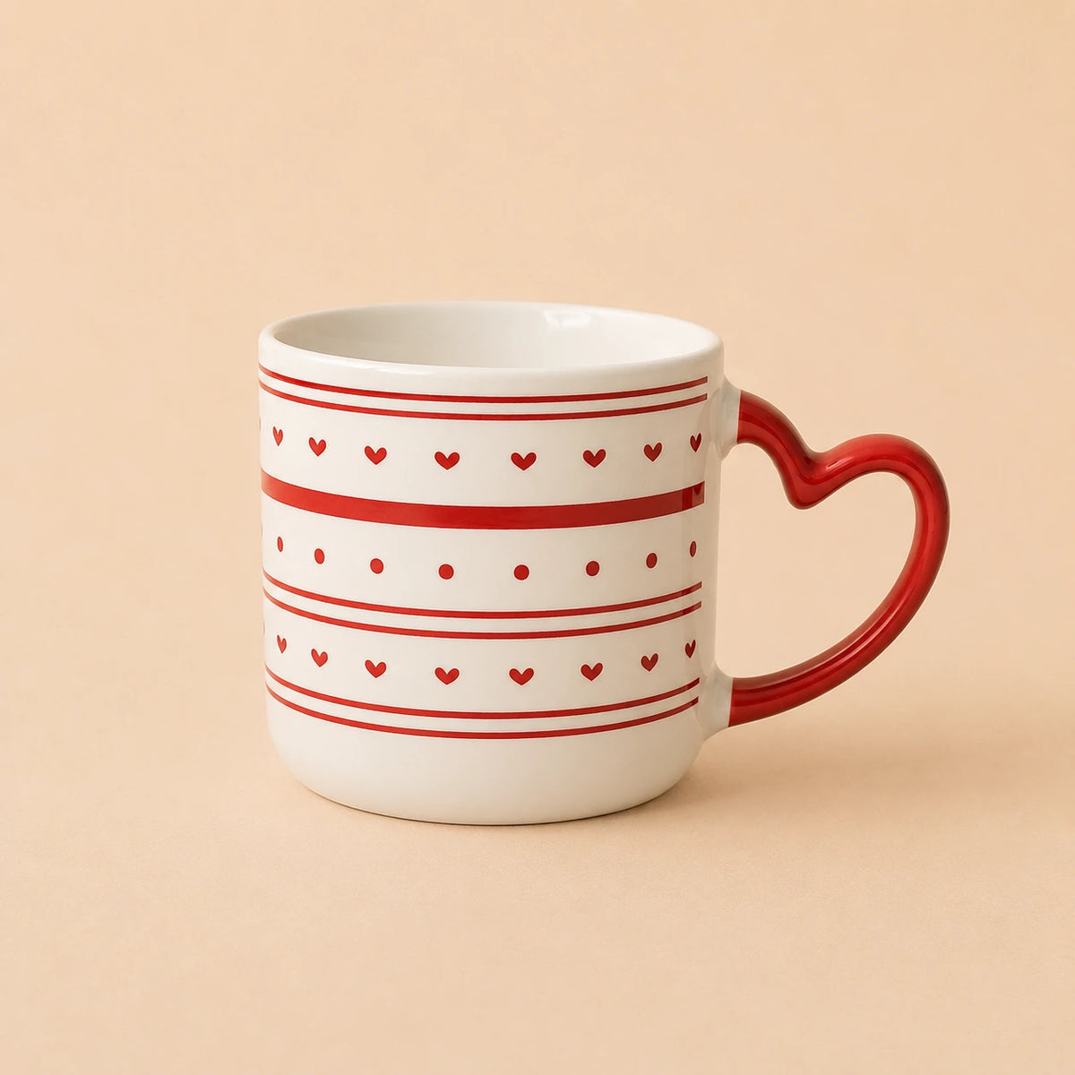 Hand-Painted Heart Mug – Stripes ❤️