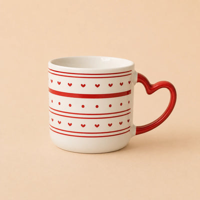 Hand-Painted Heart Mug – Stripes ❤️