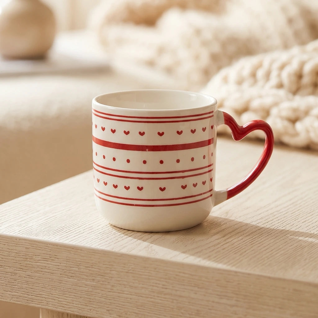 Hand-Painted Heart Mug – Stripes ❤️