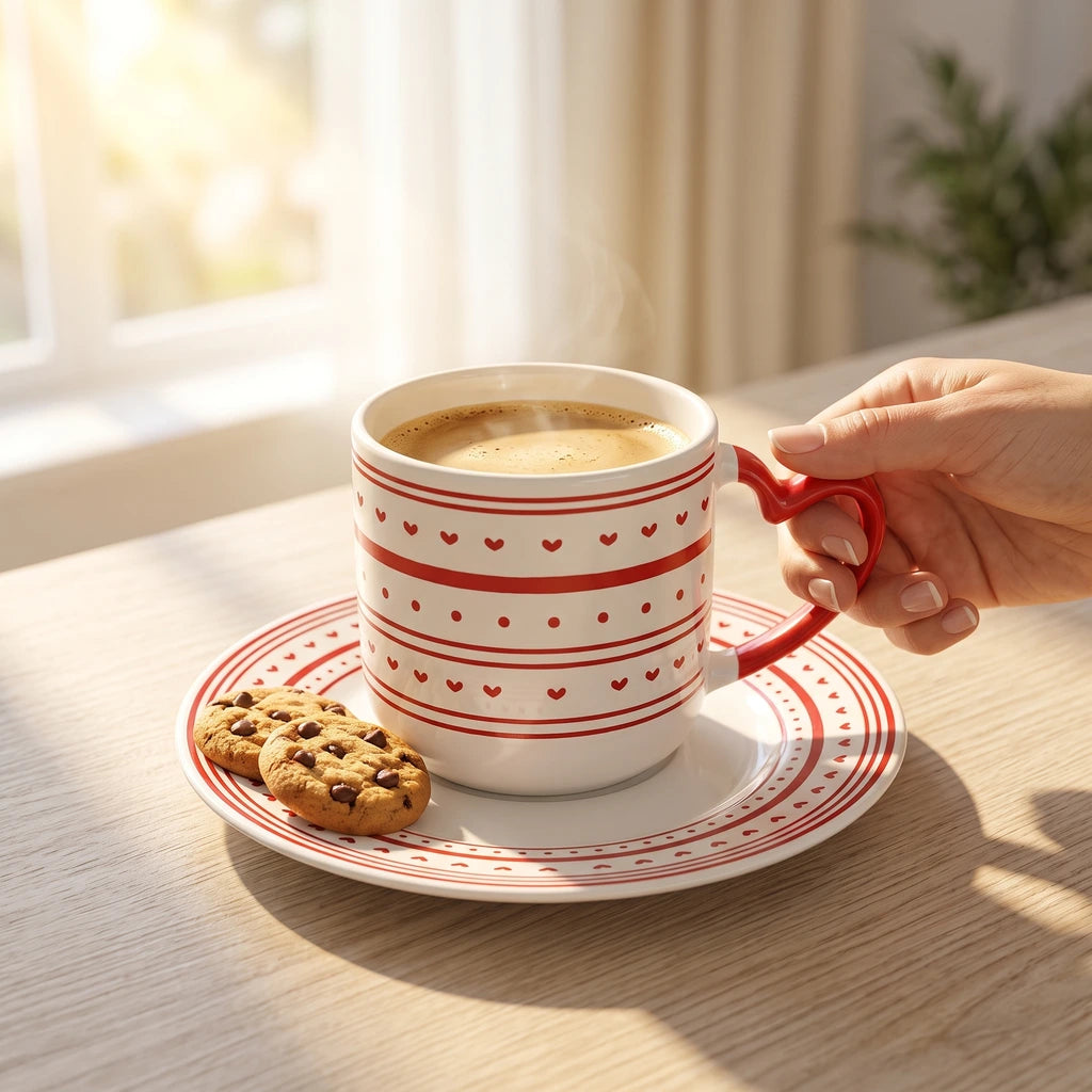 Hand-Painted Heart Mug – Stripes ❤️