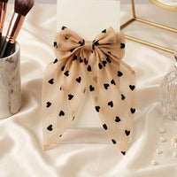 Heart Ribbon Bow - Cream Heart