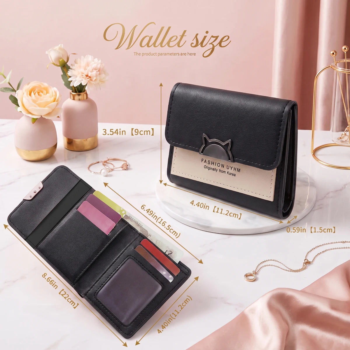 Kitty Fold Wallet 🐱 - Black
