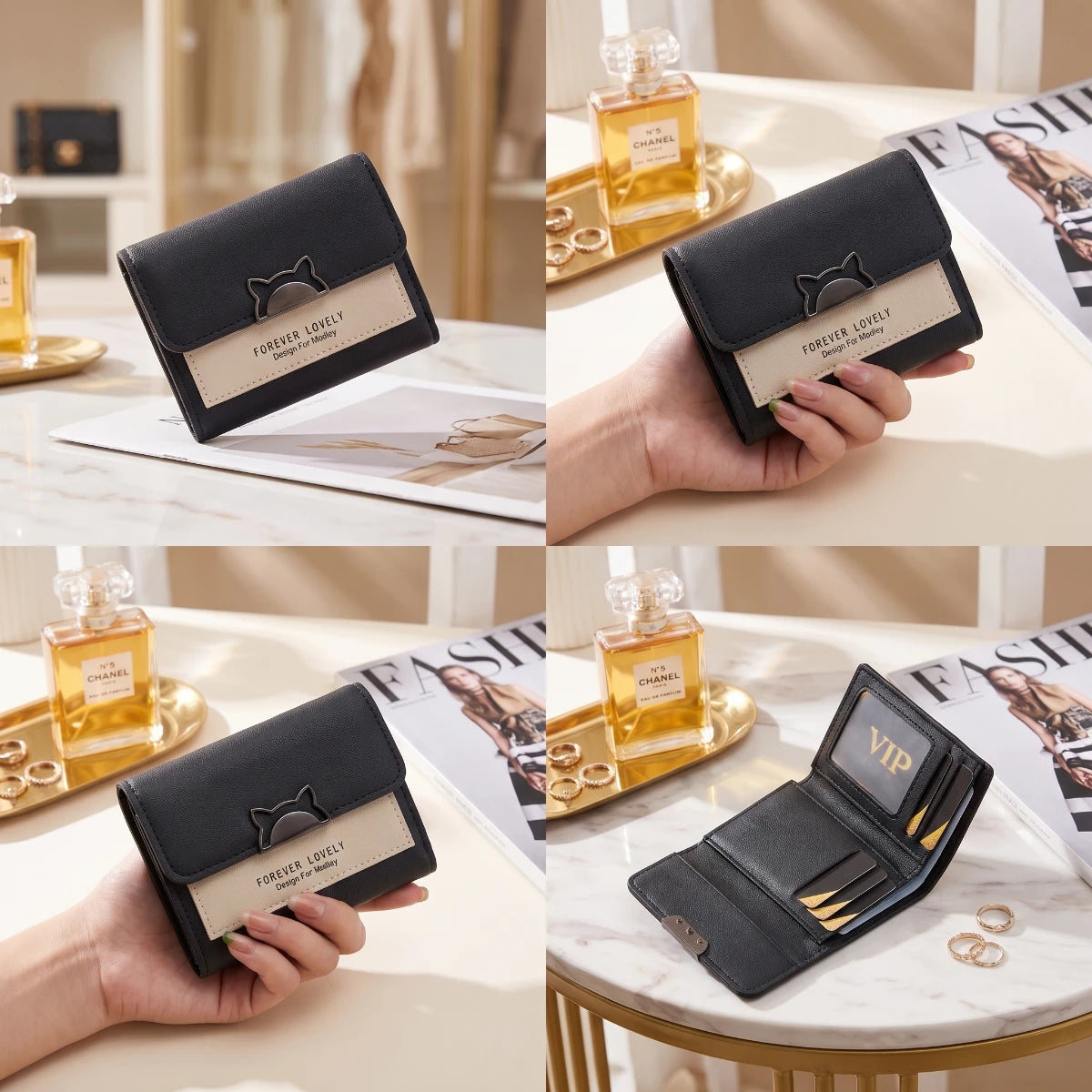 Kitty Fold Wallet 🐱 - Black