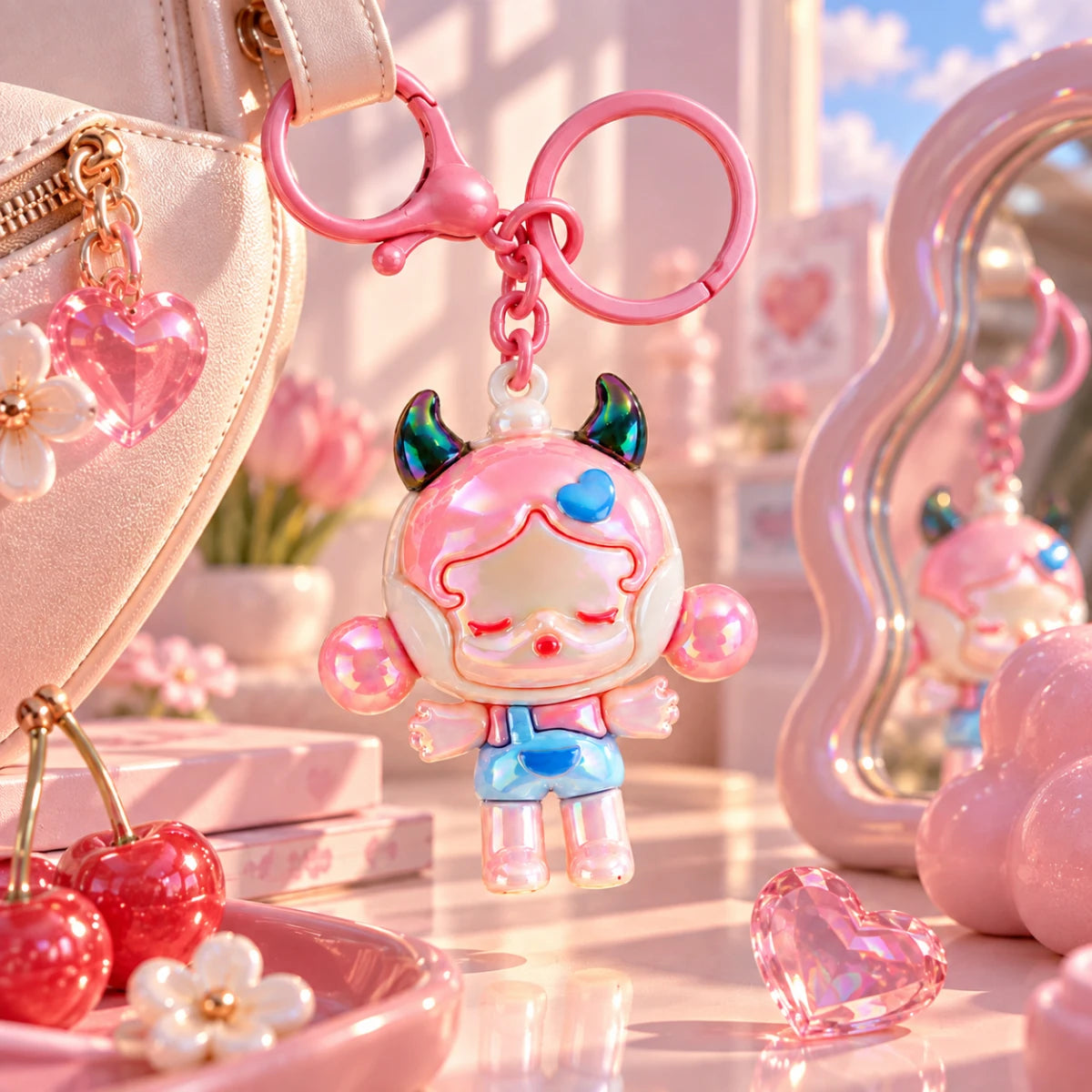 Little Devil Iridescent Bag Charm – Pink 😈💗
