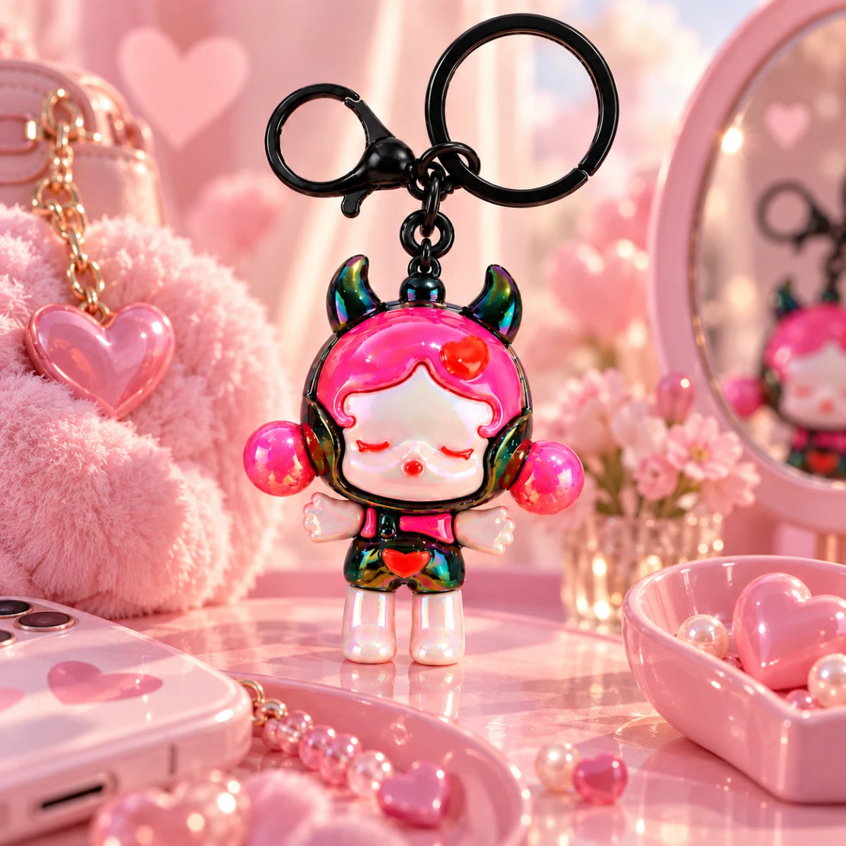 Little Devil Iridescent Bag Charm – Black 😈🖤