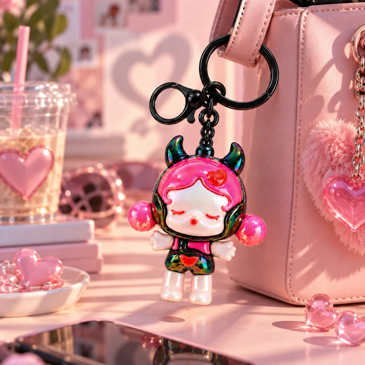 Little Devil Iridescent Bag Charm – Black 😈🖤