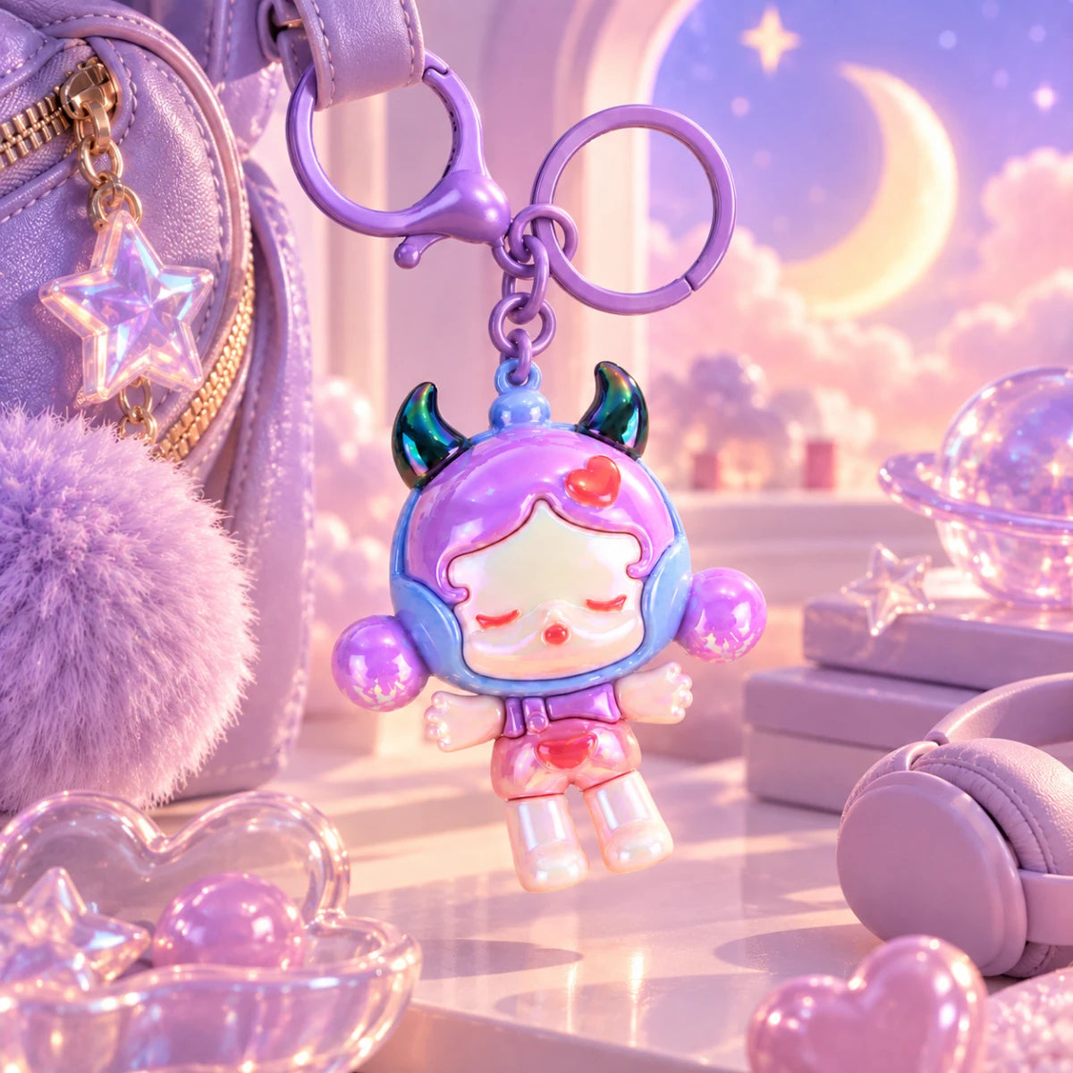 Little Devil Iridescent Bag Charm – Purple 😈💜