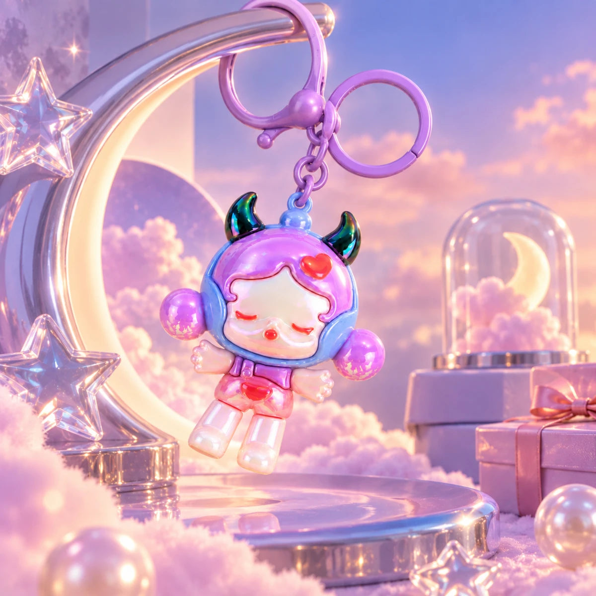 Little Devil Iridescent Bag Charm – Purple 😈💜