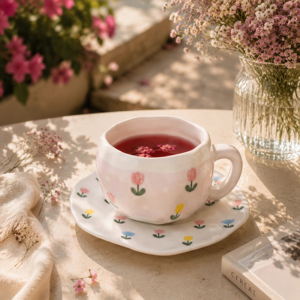 Little Tulips Cup with Plate 🌷💕
