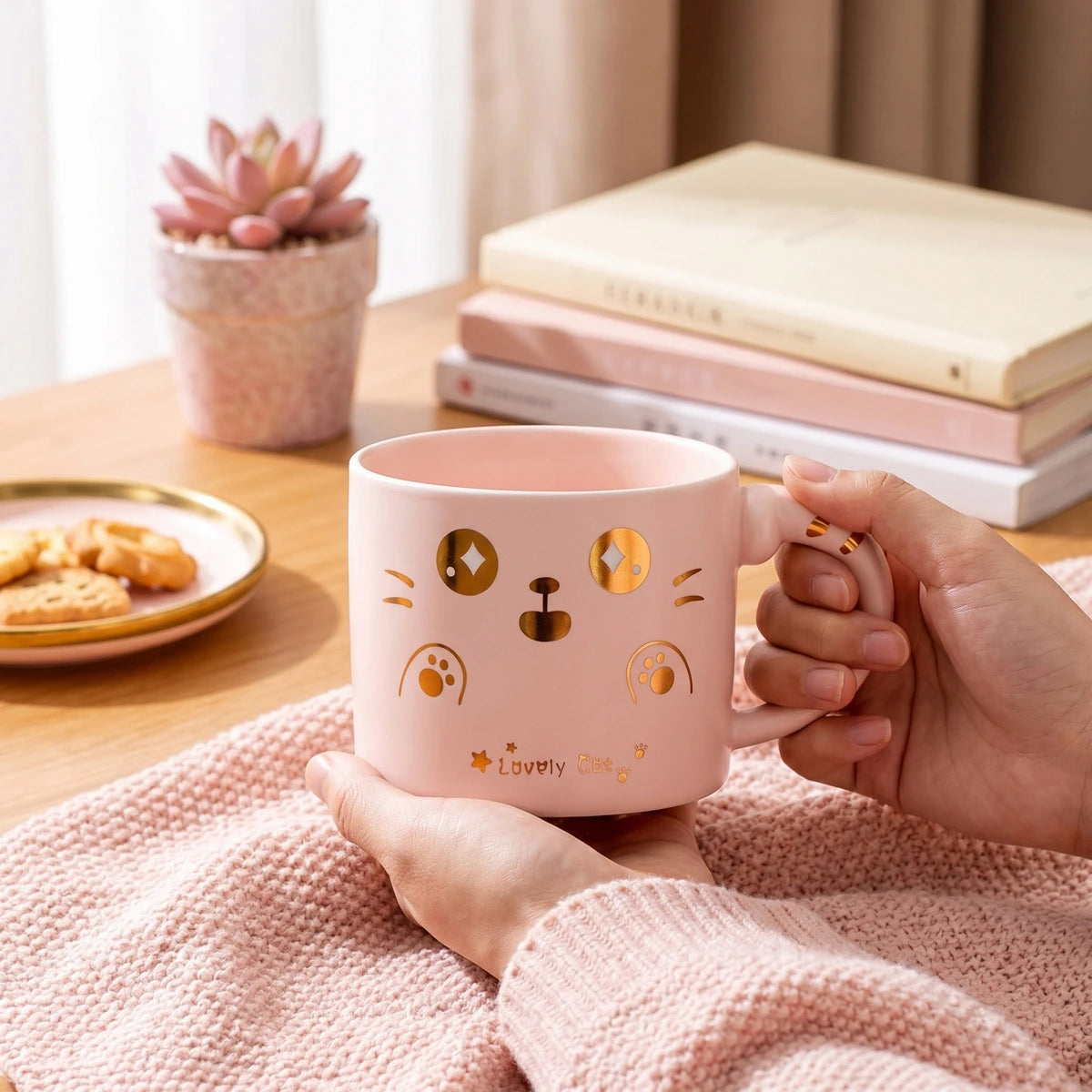 Lovely Cat Mug with Silicone Lid