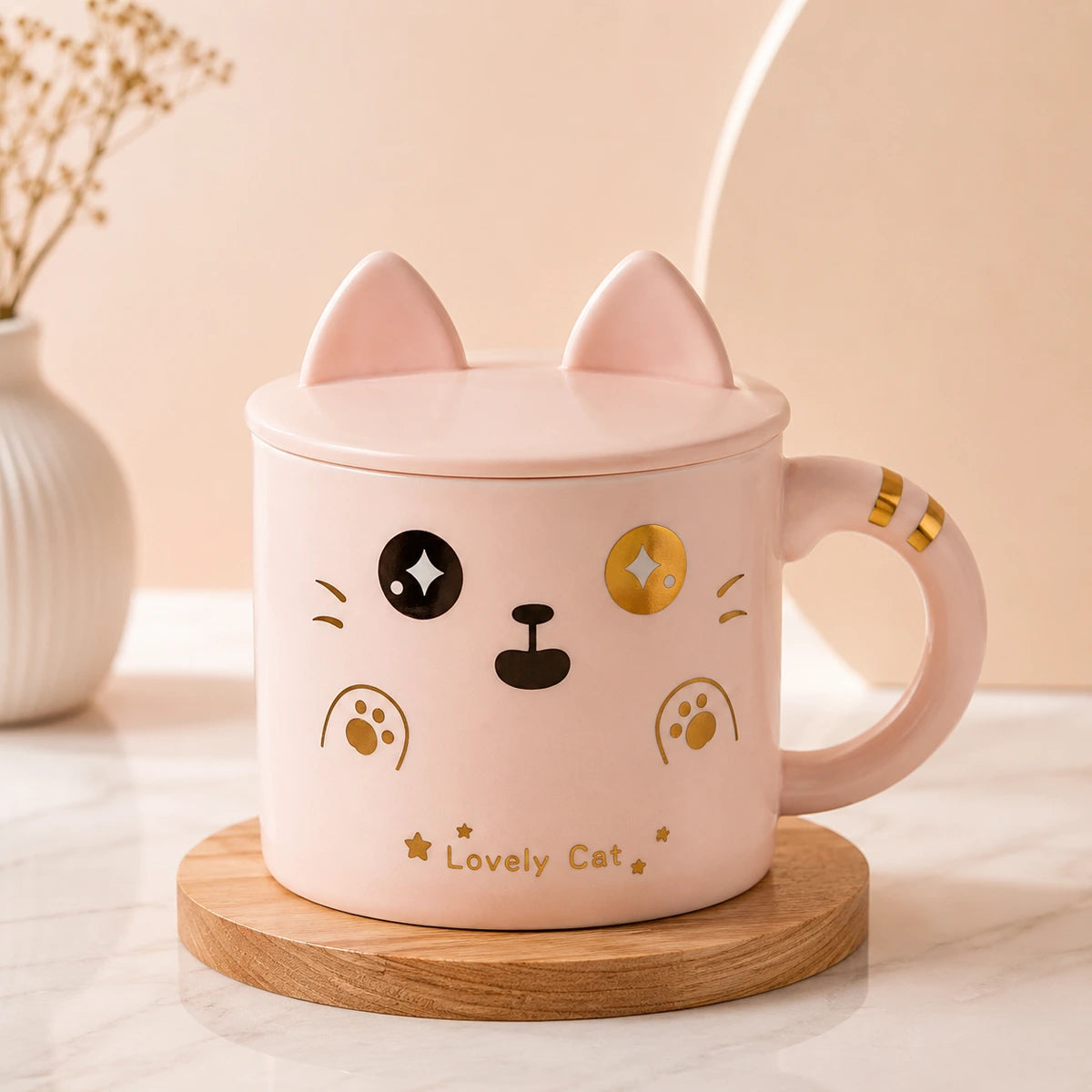 Lovely Cat Mug with Silicone Lid