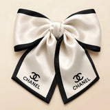 Luxury Satin Bow Hair Clip-white