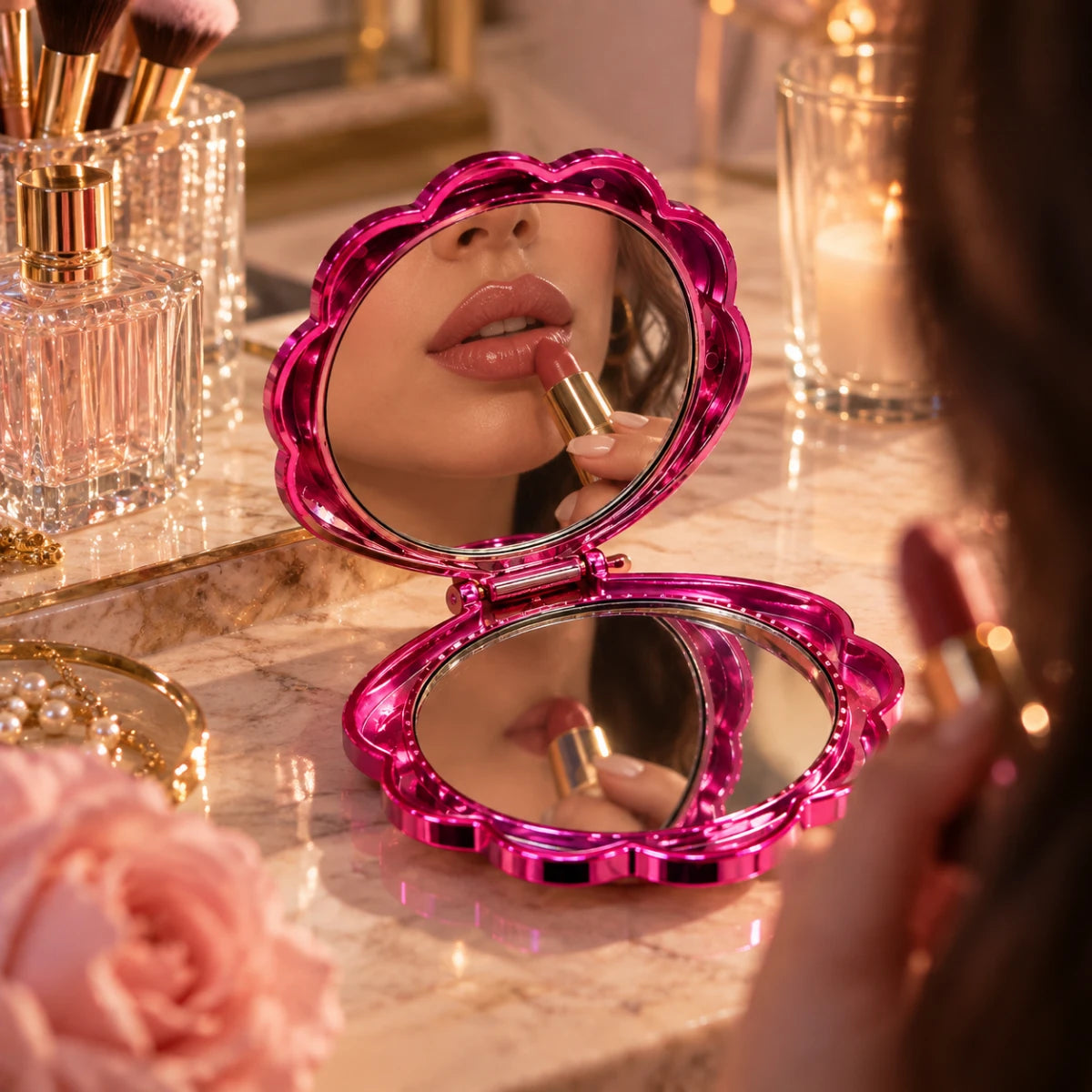 Mermaid Shell Pocket Mirror 🐚 - Pink × Rose Gold