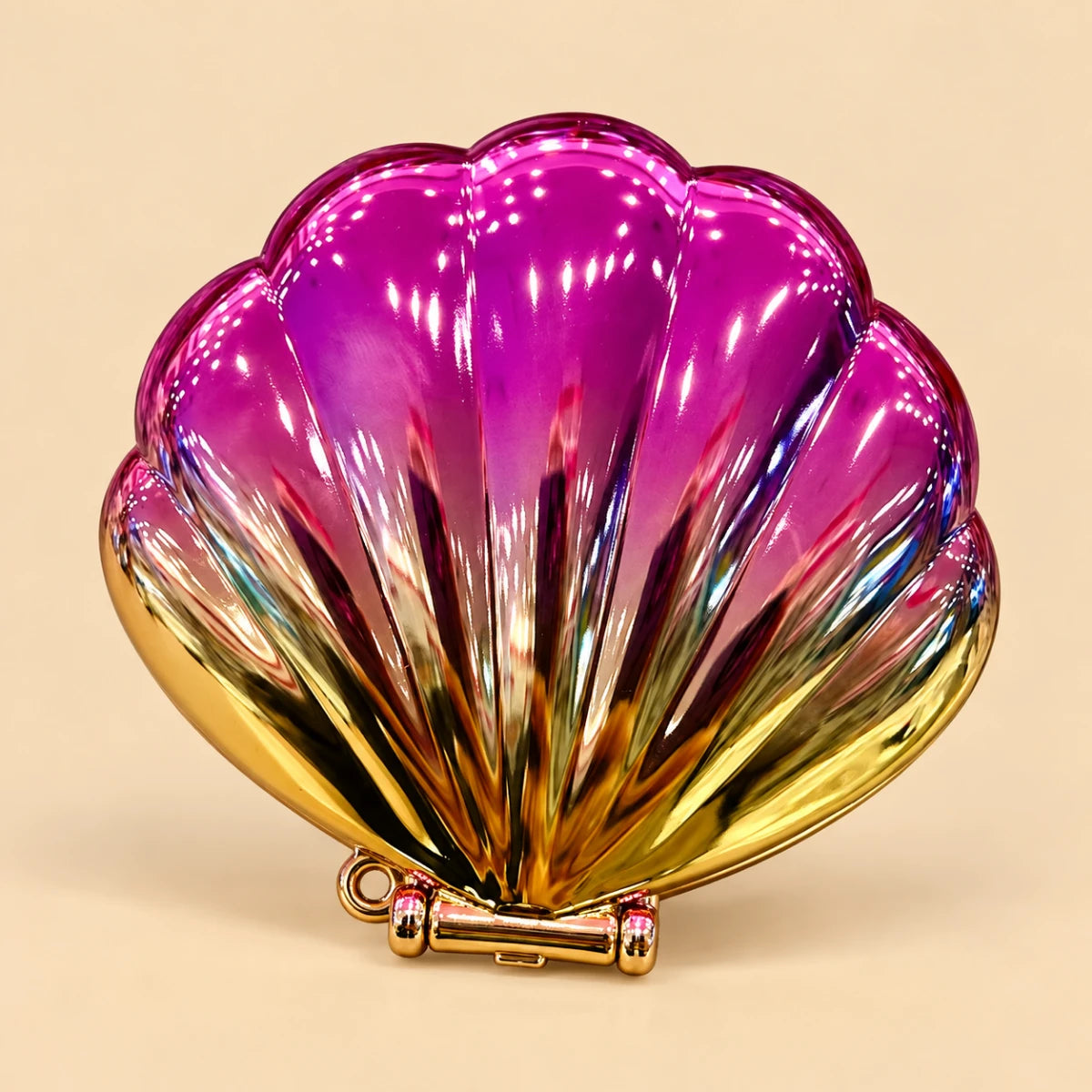 Mermaid Shell Pocket Mirror 🐚 - Pink × Gold