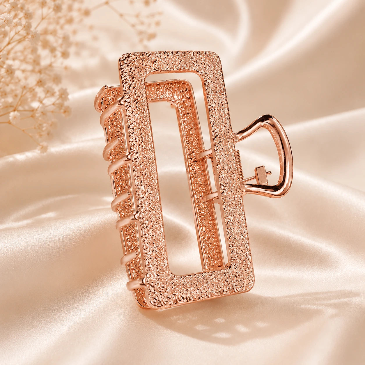 Metal Rectangle Hair Clip-rose-gold