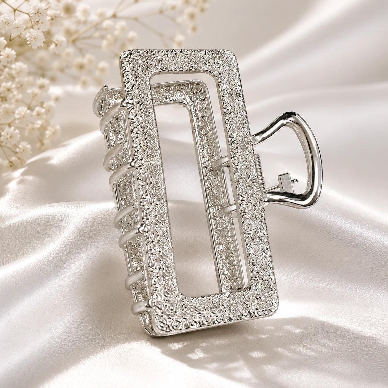 Metal Rectangle Hair Clip-silver